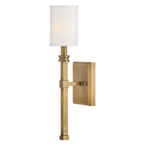 Moore Single Wall Light in Heritage Brass with Ivory Linen Shade