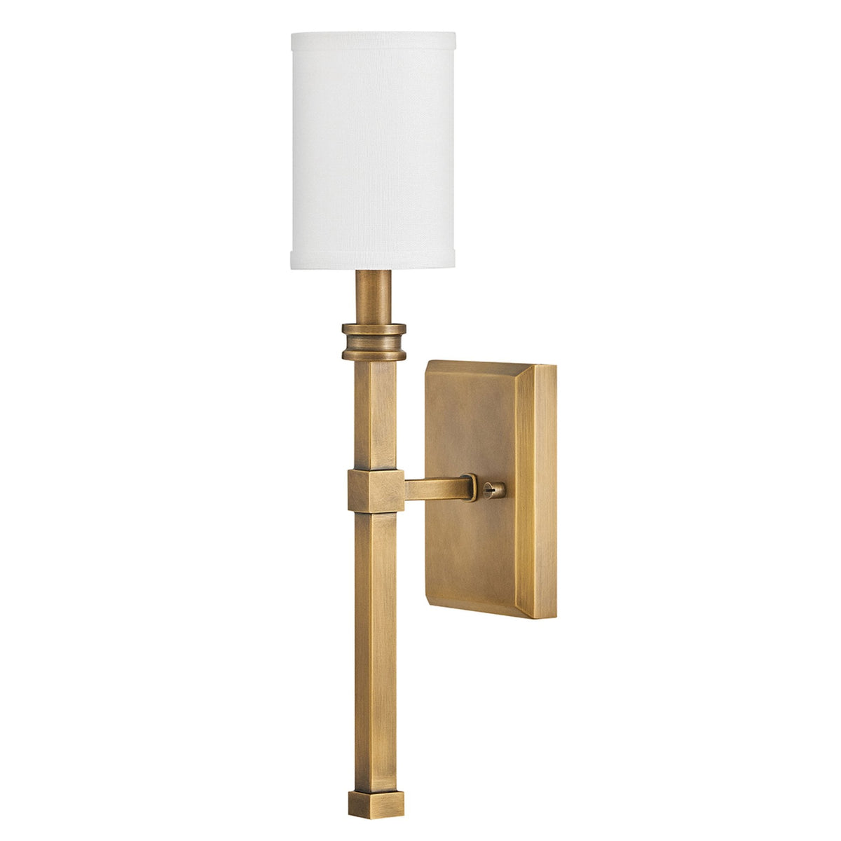 Moore Single Wall Light in Heritage Brass with Ivory Linen Shade