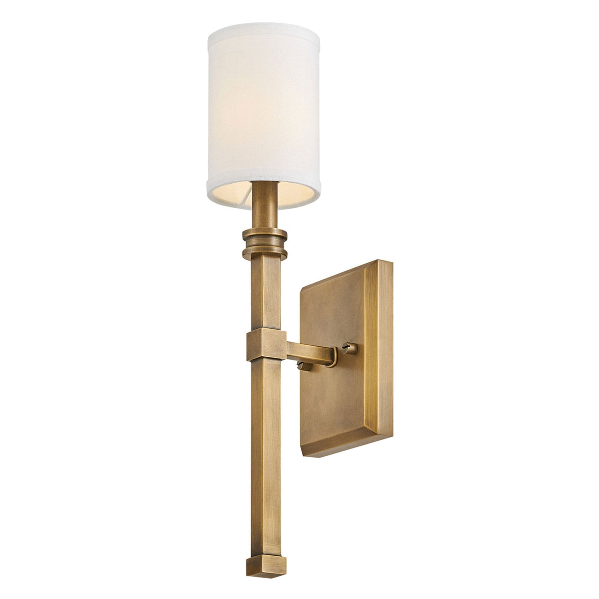 Moore Single Wall Light in Heritage Brass with Ivory Linen Shade