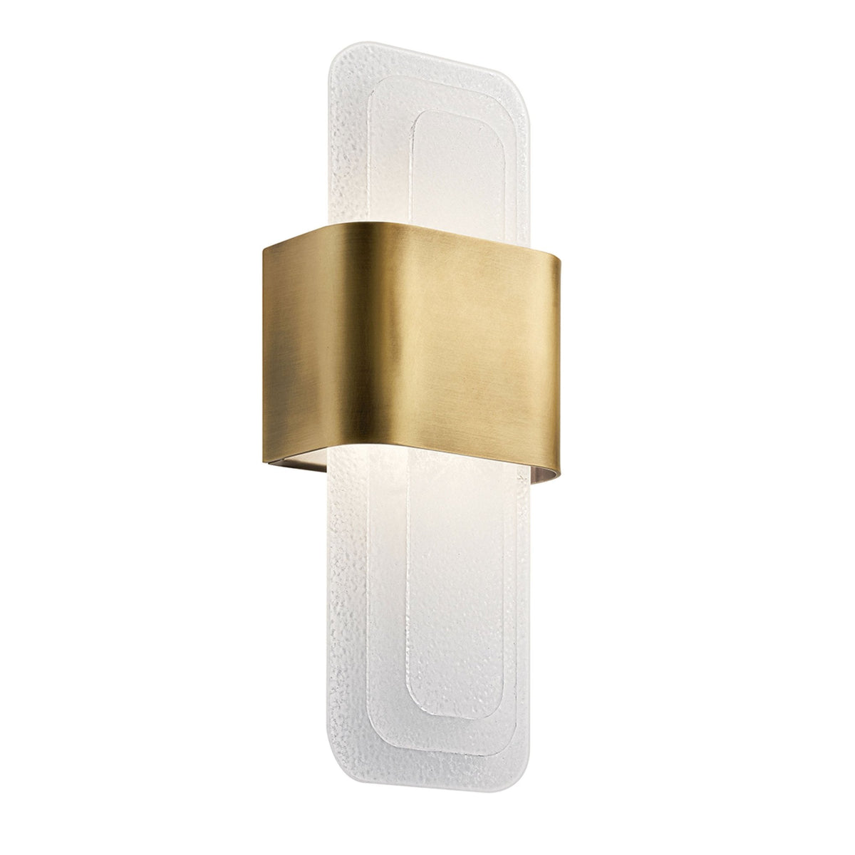 Serene LED Wall Light in Natural Brass with Layers of Textured Glass