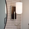 Solia Single IP44 Wall Light in Brushed Nickel with Black Accent and White Opal Glass Diffuser