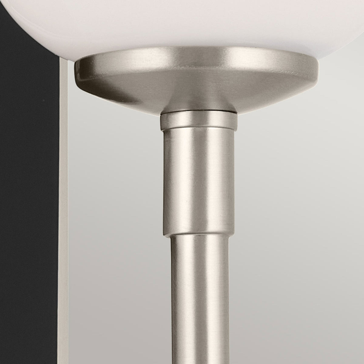 Solia Single IP44 Wall Light in Brushed Nickel with Black Accent and White Opal Glass Diffuser
