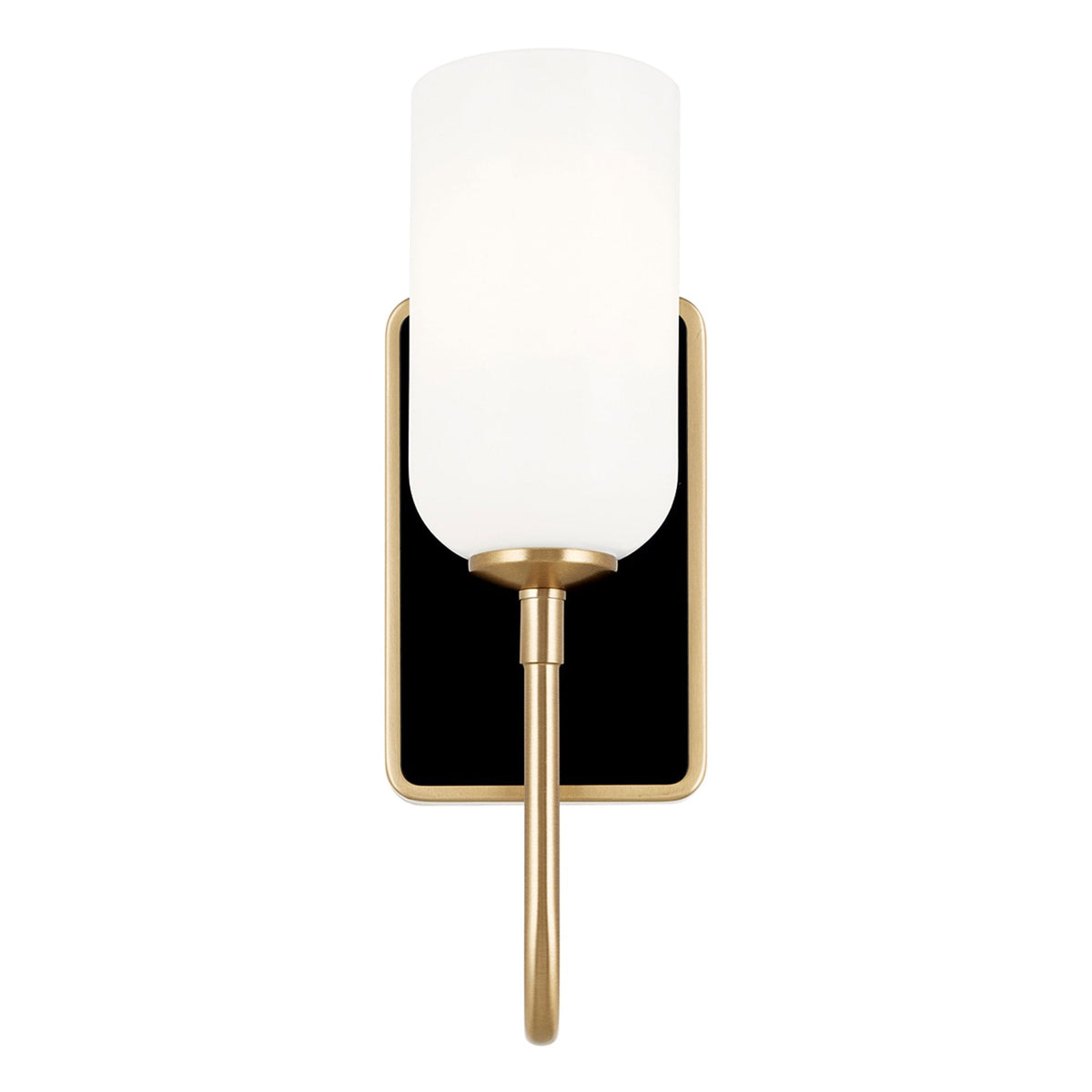 Solia Single IP44 Wall Light in Champagne Bronze with Black Accent and White Opal Glass Diffuser