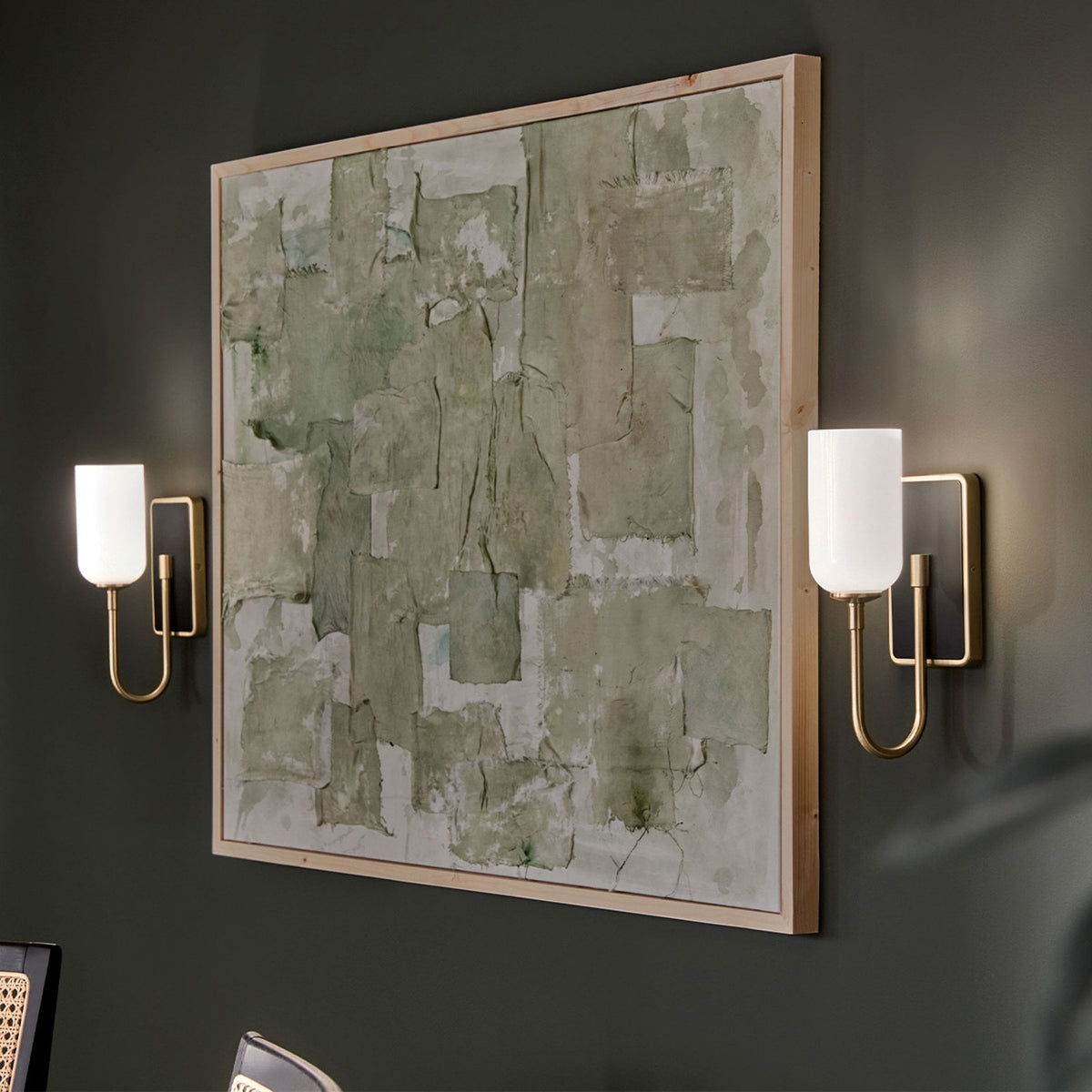 Solia Single IP44 Wall Light in Champagne Bronze with Black Accent and White Opal Glass Diffuser