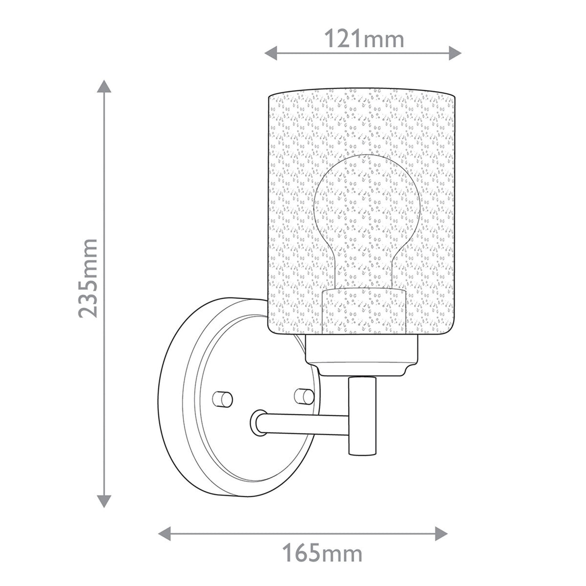 Winslow Single Arm Wall Light in Natural Brass with Clear Seeded Glass