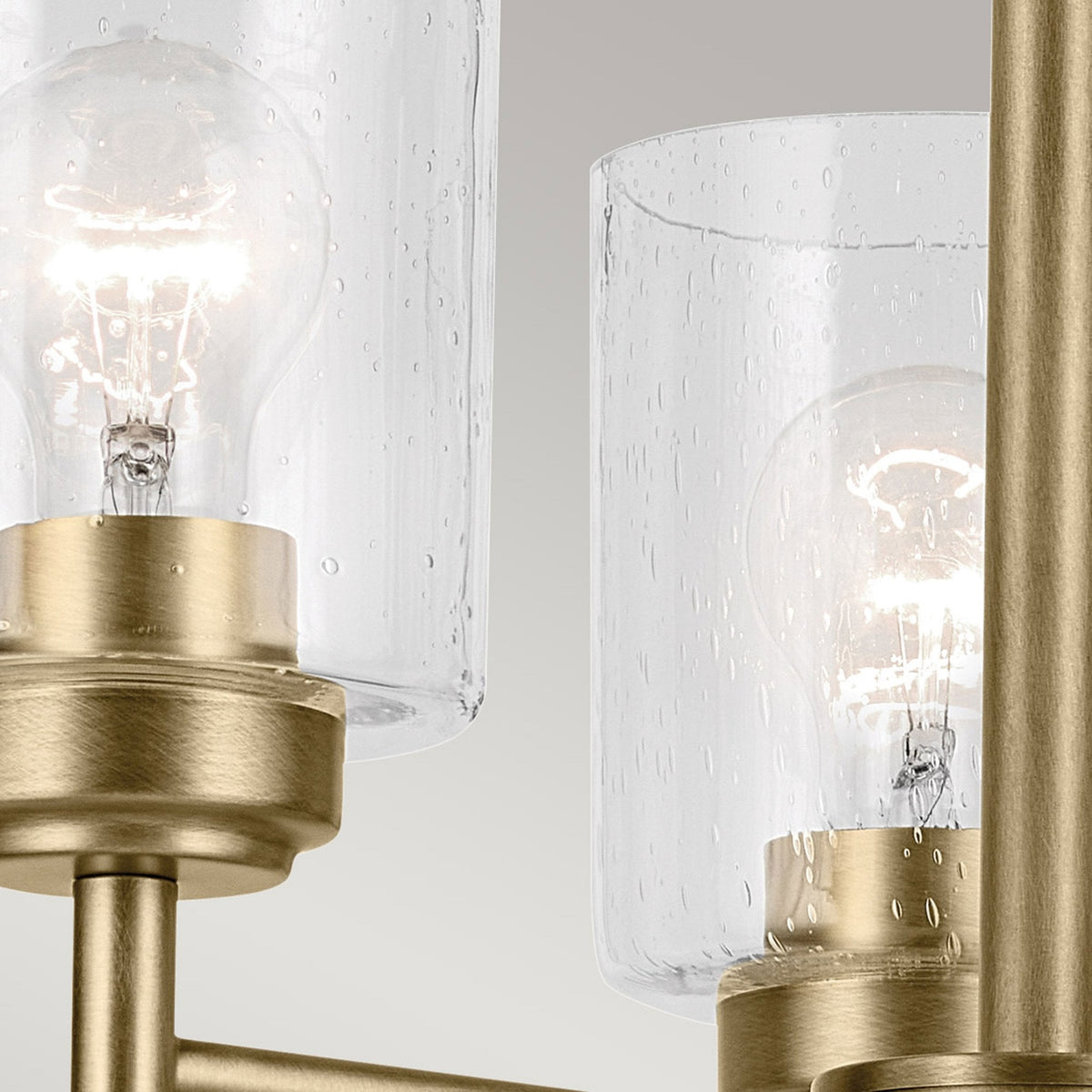 Winslow Three Arm Single Drop Pendant in Natural Brass with Clear Seeded Glass