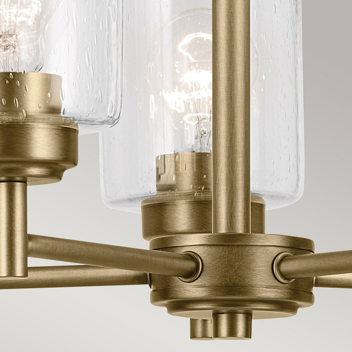 Winslow Five Arm Single Drop Pendant in Natural Brass with Clear Seeded Glass