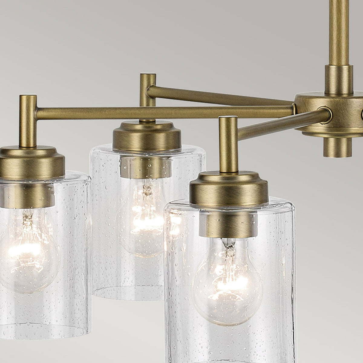 Winslow Six Arm Single Drop Pendant in Natural Brass with Clear Seeded Glass