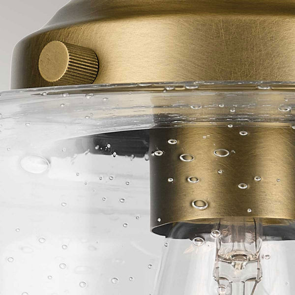 Winslow Semi Flush Ceiling Light in Natural Brass with Clear Seeded Glass