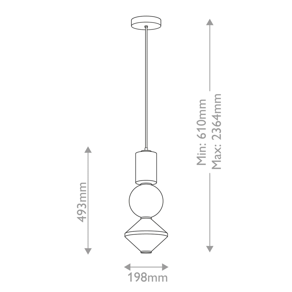 Bijou Single Drop LED Pendant in Matte Opal Glass with Brushed Nickel Detailing