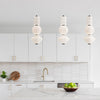 Bijou Single Drop LED Pendant in Matte Opal Glass with Matte Black Detailing