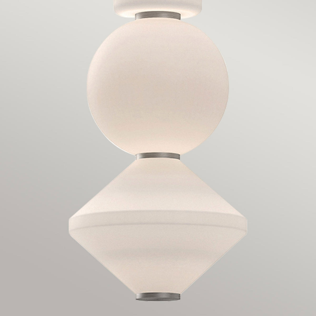 Bijou Single Drop LED Pendant in Matte Opal Glass with Brushed Nickel Detailing