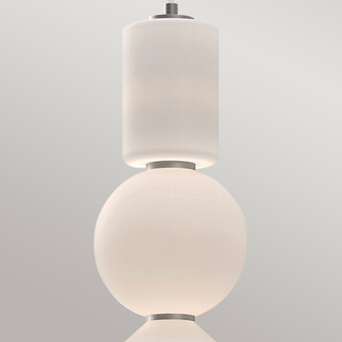 Bijou Single Drop LED Pendant in Matte Opal Glass with Brushed Nickel Detailing
