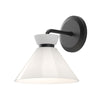 Halston Single Wall Light in Matte Black and Glossy Opal Glass