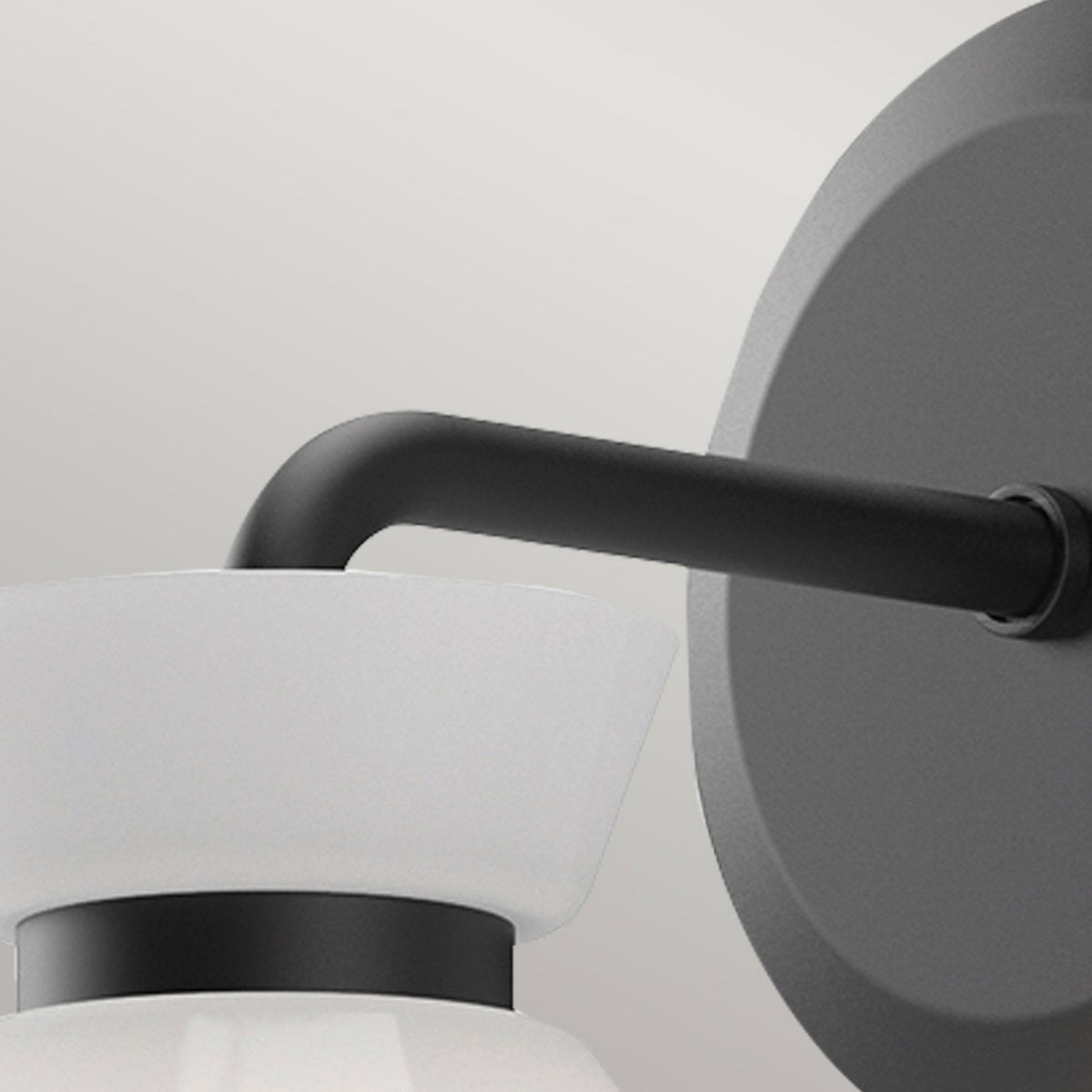 Halston Single Wall Light in Matte Black and Glossy Opal Glass