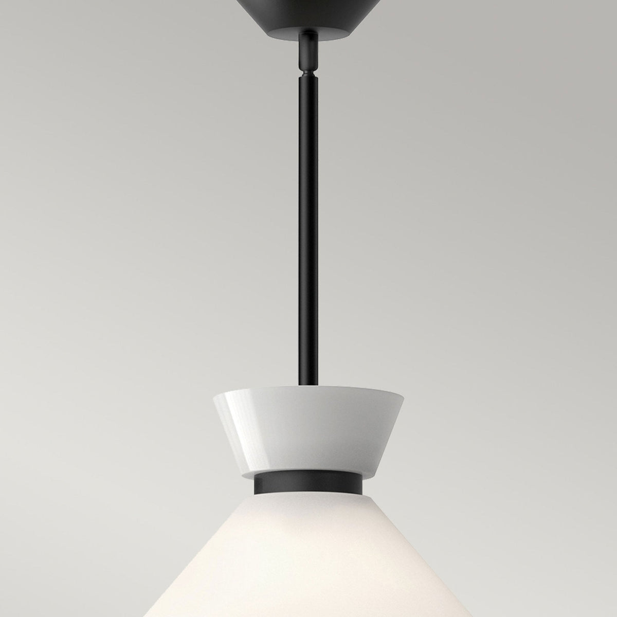 Halston Single Drop Pendant in Matte Black and Glossy Opal Glass