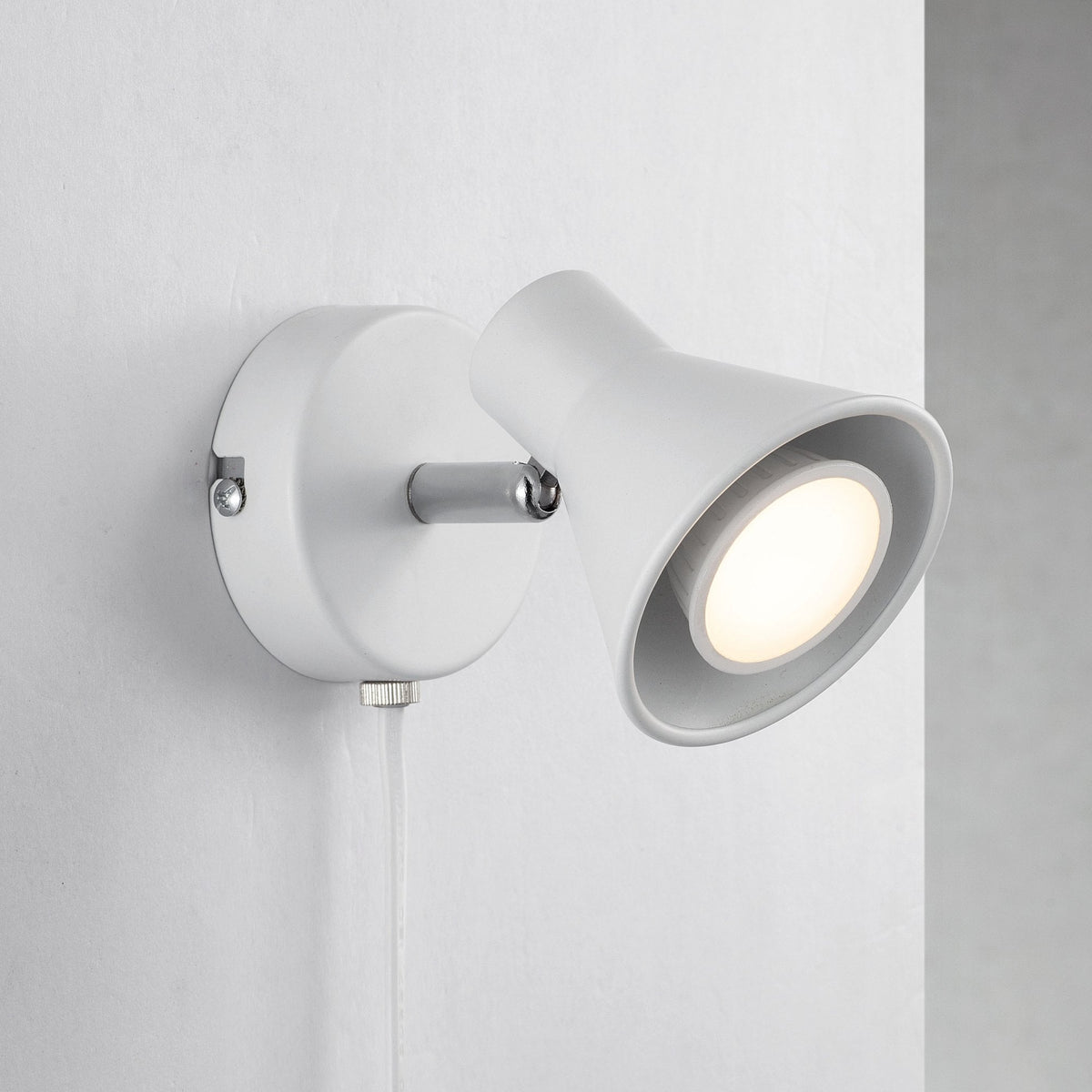 Eik Single Plugged Wall or Ceiling Spotlight in White