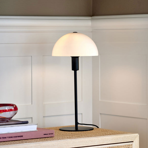 Ellen 20 Table Lamp in Black with Opal Glass Shade
