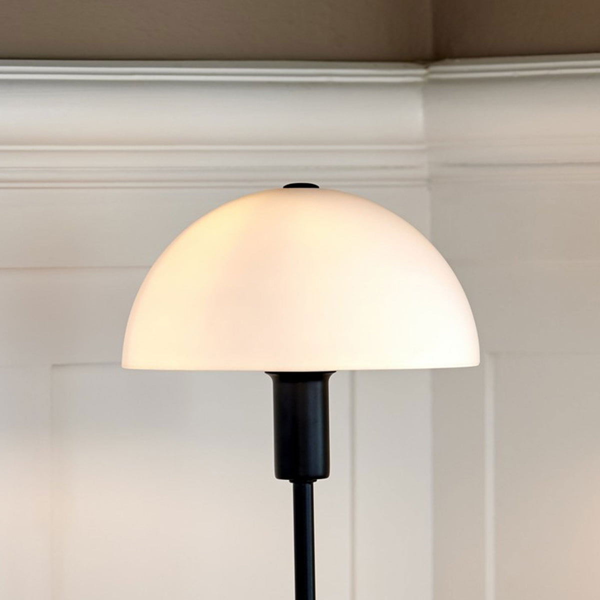 Ellen 20 Table Lamp in Black with Opal Glass Shade