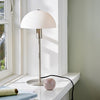 Ellen 20 Table Lamp in Brushed Steel with Opal Glass Shade