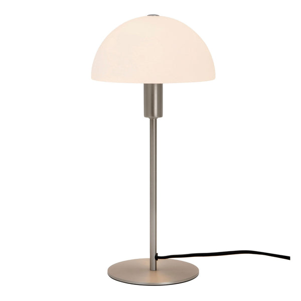 Ellen 20 Table Lamp in Brushed Steel with Opal Glass Shade