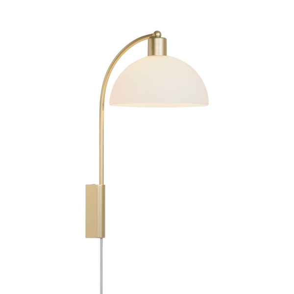 Ellen 20 Plugged Wall Light in Brass with Opal Glass Shade