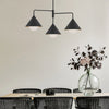 Remyck Three Arm Pendant Chandelier in Matte Black with Opal Glass Diffusers