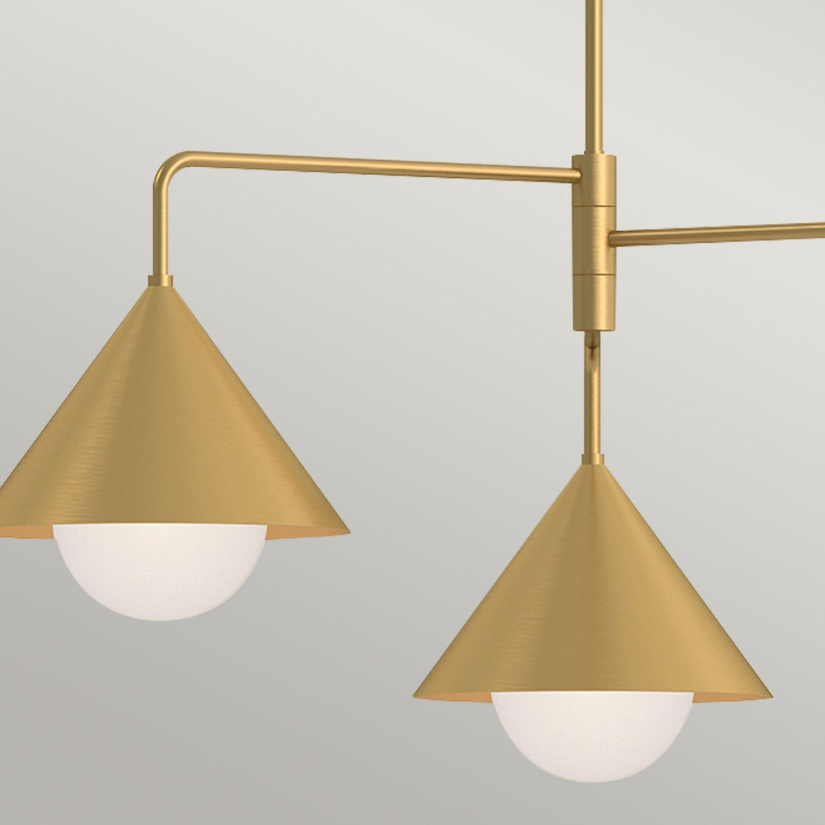 Remyck Three Arm Pendant Chandelier in Brushed Gold with Opal Glass Diffusers