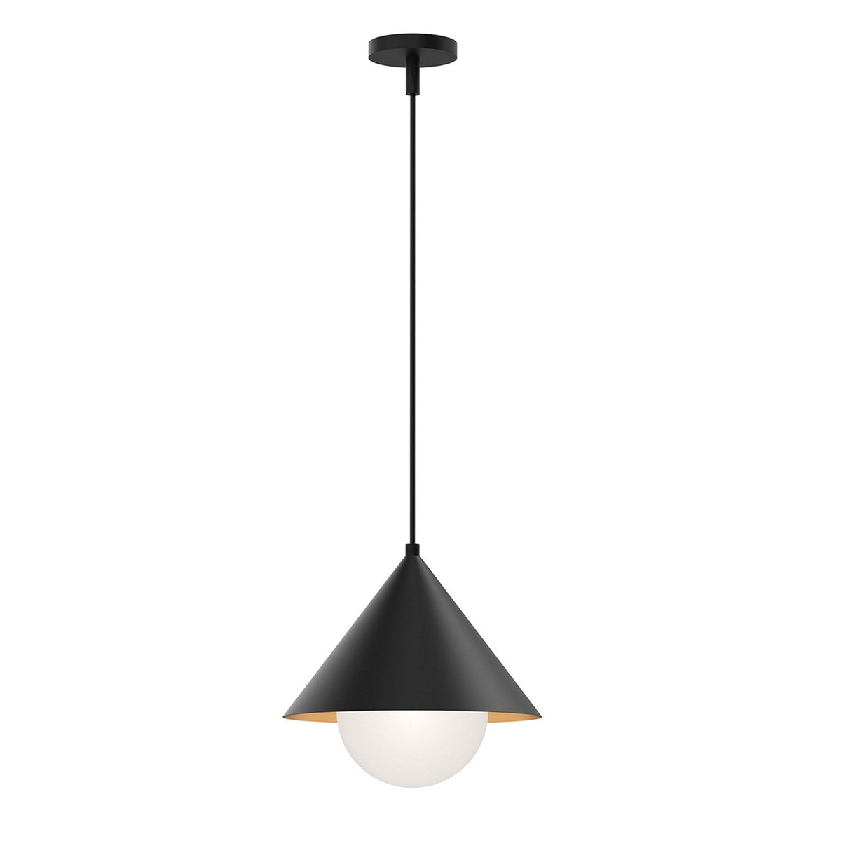 Remyck Single Drop Pendant in Matte Black with Opal Glass Diffuser