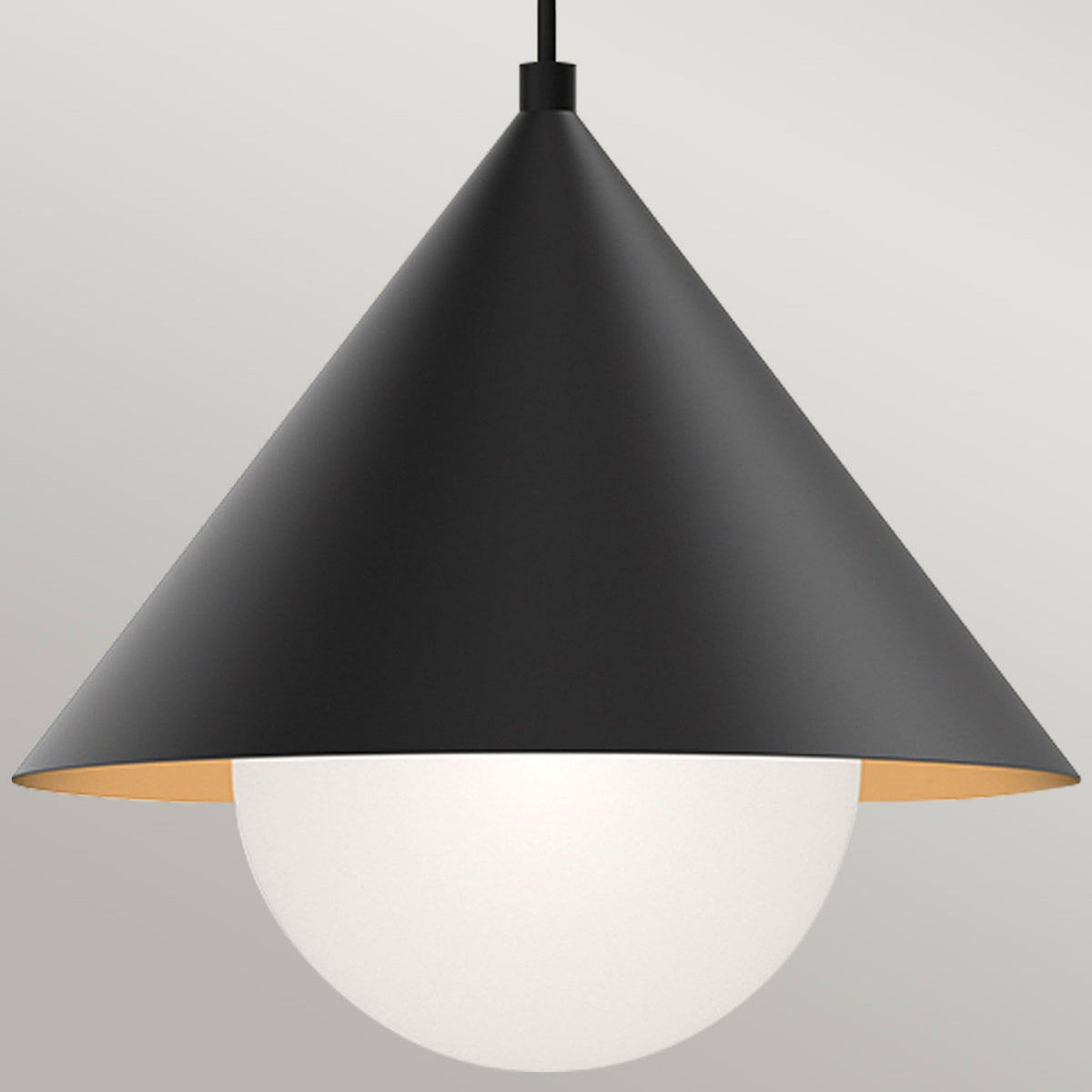 Remyck Single Drop Pendant in Matte Black with Opal Glass Diffuser