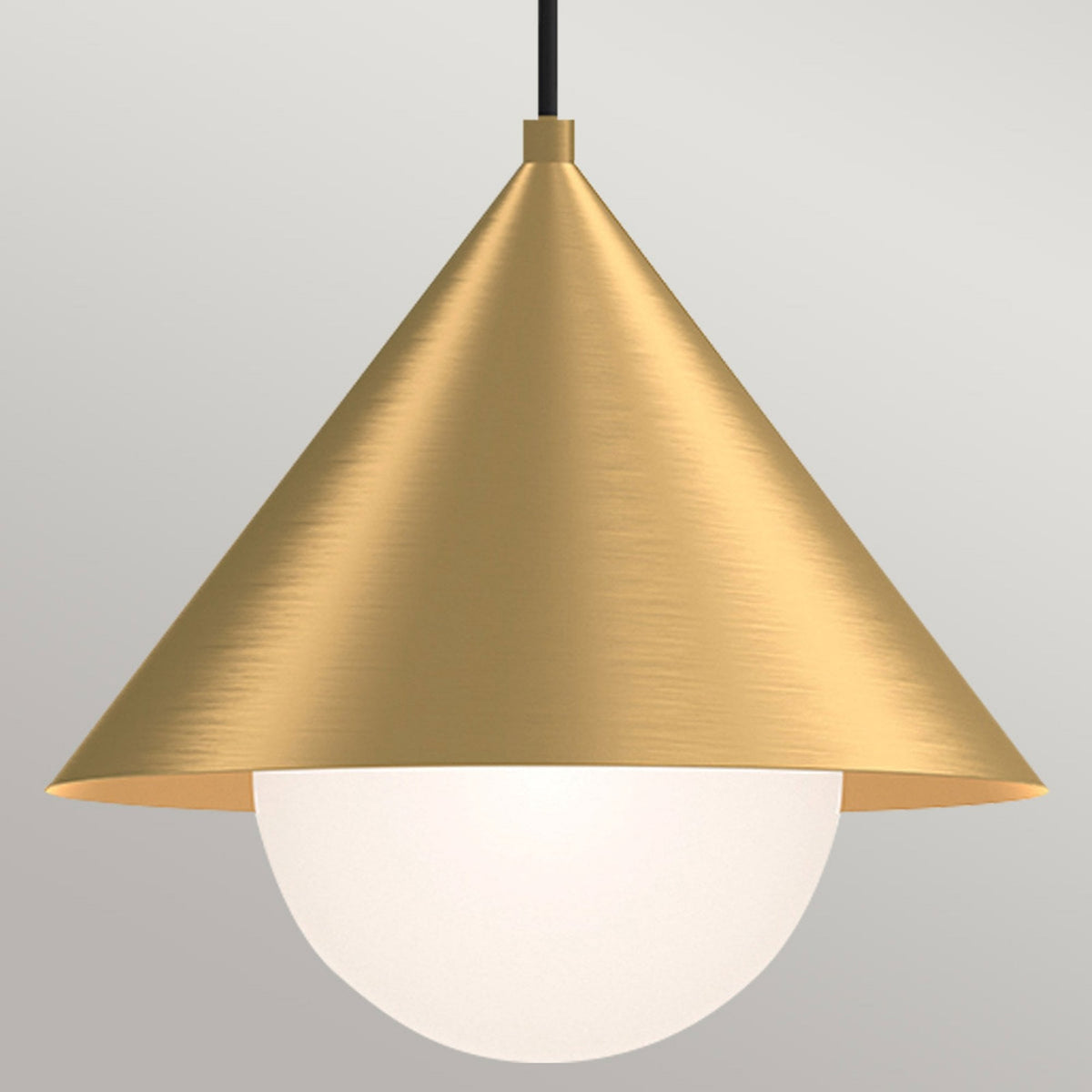Remyck Single Drop Pendant in Brushed Gold with Opal Glass Diffuser