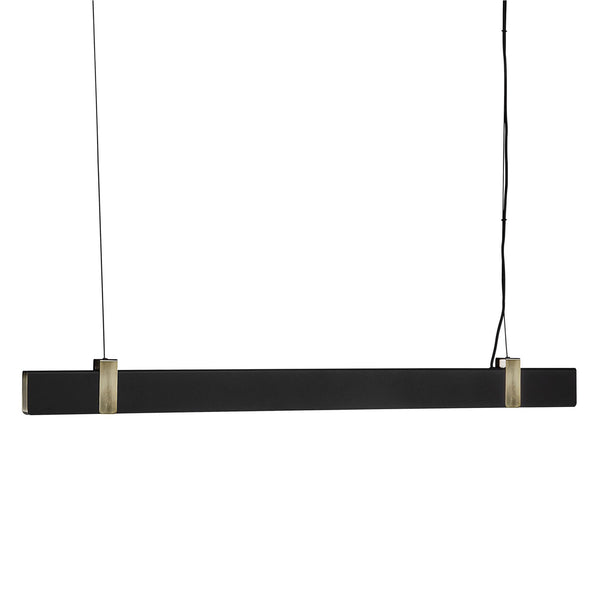 Lilt Linear LED Pendant in Black with Brass Detail