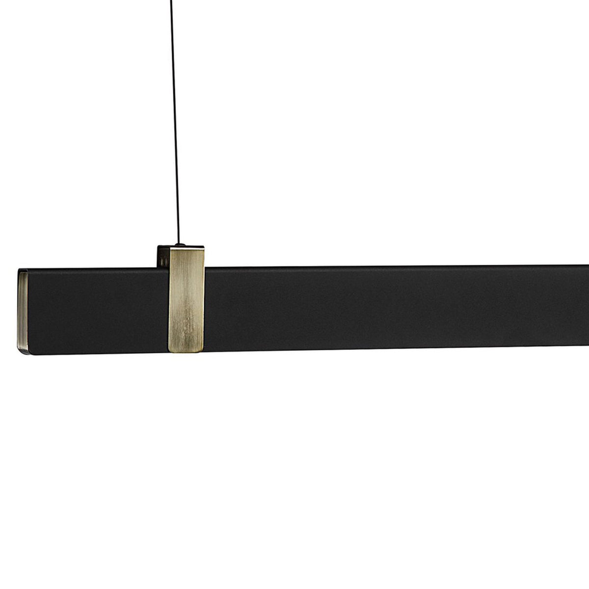 Lilt Linear LED Pendant in Black with Brass Detail