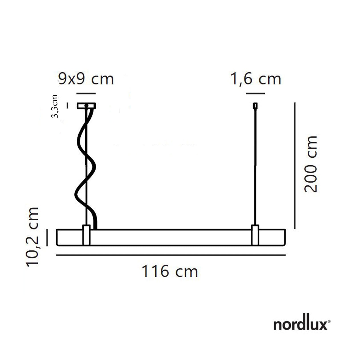 Lilt Linear LED Pendant in Dark Grey Steel with Black Detail