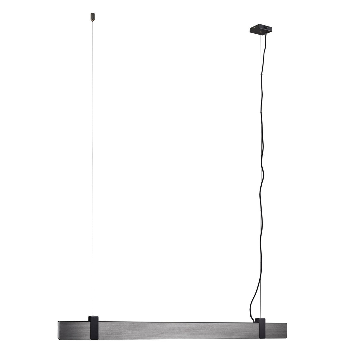 Lilt Linear LED Pendant in Dark Grey Steel with Black Detail