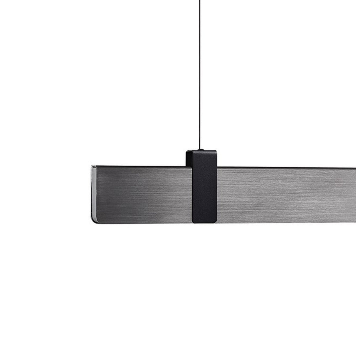 Lilt Linear LED Pendant in Dark Grey Steel with Black Detail