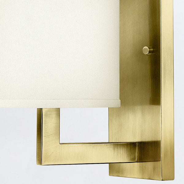 Hampton Single Wall Light in Brushed Brass with Off White Linen Shade
