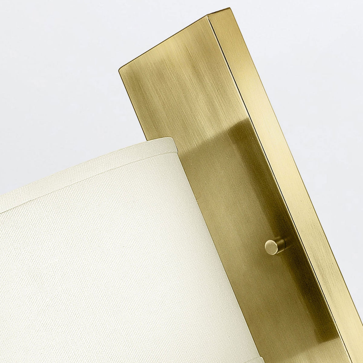 Hampton Single Wall Light in Brushed Brass with Off White Linen Shade