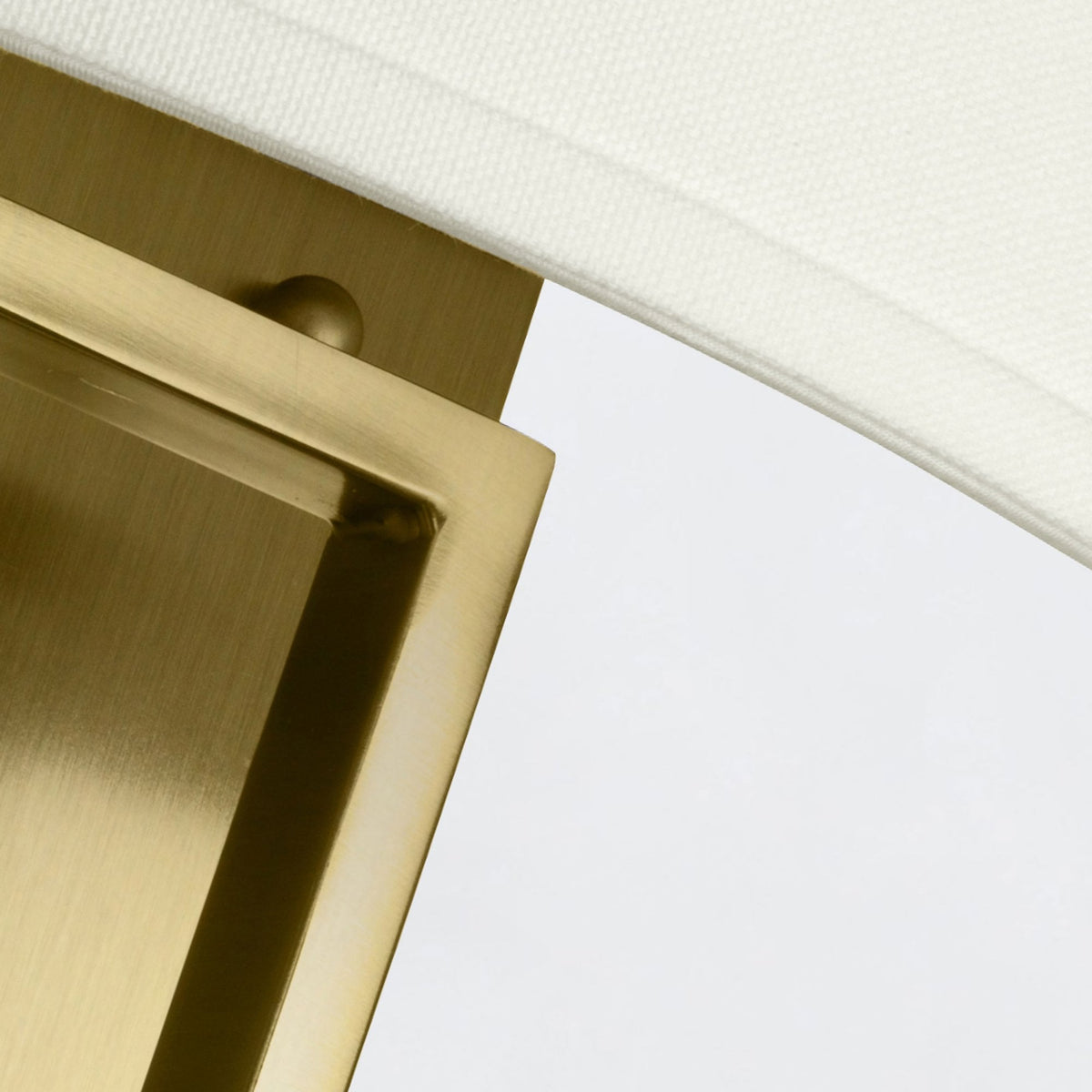 Hampton Wide Wall Light in Brushed Brass with Off White Linen Shade