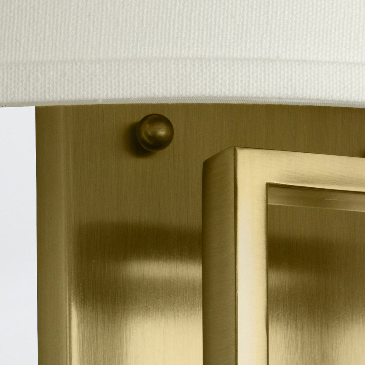 Hampton Wide Wall Light in Brushed Brass with Off White Linen Shade
