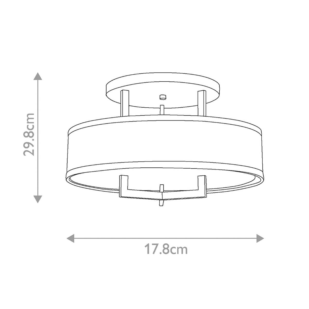 Hampton Semi Flush Ceiling Light in Brushed Brass with Off White Linen Shade