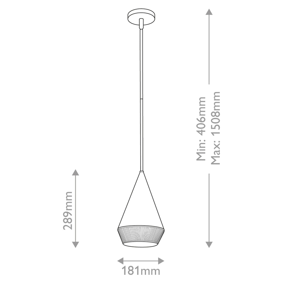 Daphne Small Pendant in Matte Black and Braided Natural Rope