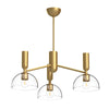 Jude Three Light Pendant Chandelier in Brushed Gold with Clear Glass Shades