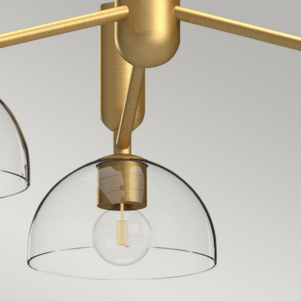 Jude Three Light Pendant Chandelier in Brushed Gold with Clear Glass Shades