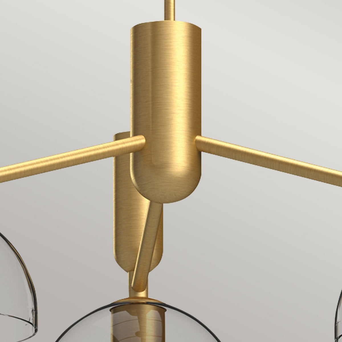 Jude Three Light Pendant Chandelier in Brushed Gold with Clear Glass Shades