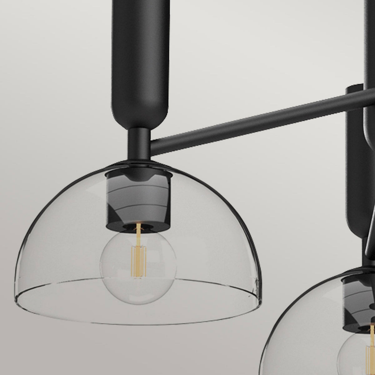 Jude Three Light Pendant Chandelier in Matte Black with Clear Glass Shades