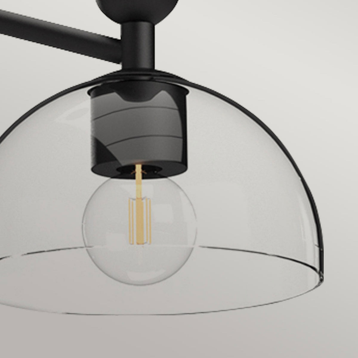 Jude Three Light Pendant Chandelier in Matte Black with Clear Glass Shades