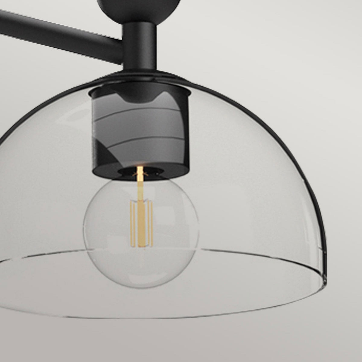 Jude Three Light Pendant Chandelier in Matte Black with Clear Glass Shades