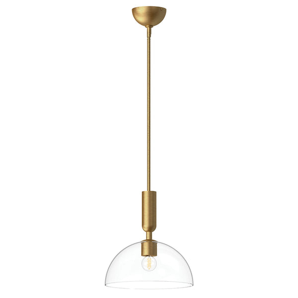 Jude Single Drop Pendant in Brushed Gold with Clear Glass Shade