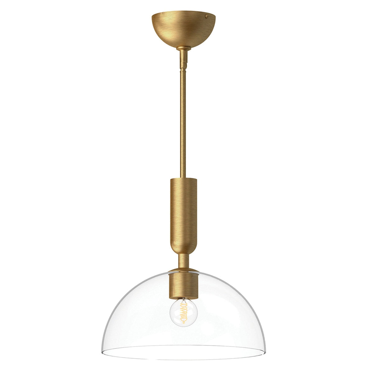 Jude Single Drop Pendant in Brushed Gold with Clear Glass Shade